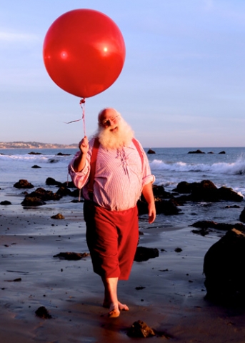 santa with balloon Malibu Photo shoot